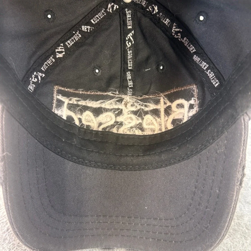 Blessed Leopard Patch Womens Black KBETHOS Vintage Baseball Hat‎ Distressed OSFM